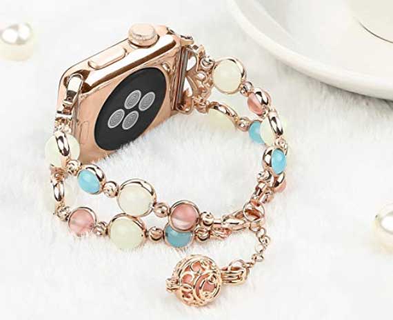 Valoisa helmiranneke Apple Watchille
