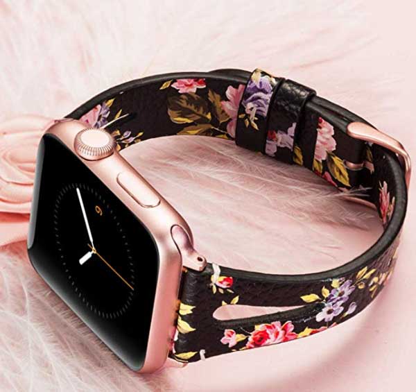 Wearlizer naisten kukkainen Apple Watch Band