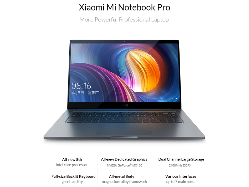 [Kuponkikoodi] Xiaomi Mi Notebook Pro - USB Type C -portilla