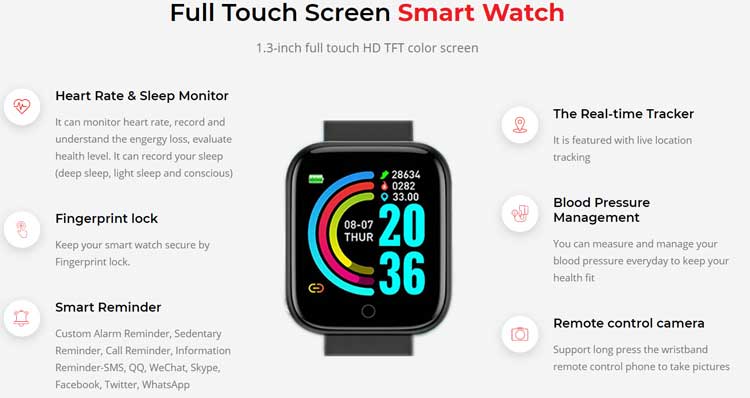 Kaizen-Smart-Watch-ominaisuudet