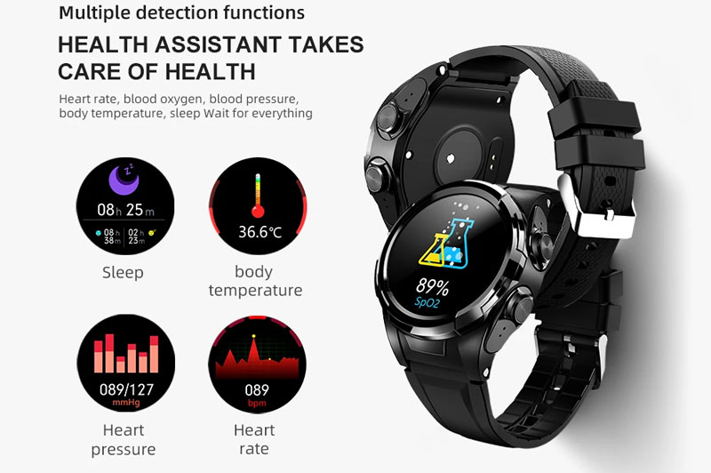 Keyo S2 Smartwatch - Pukeutuva sisäänrakennetuilla korvanapilla