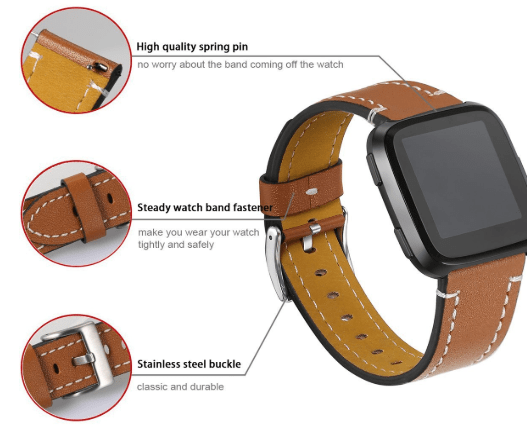 Paras Fitbit Versa -nahkahihna - aitoa nahkaa kestävä nauha