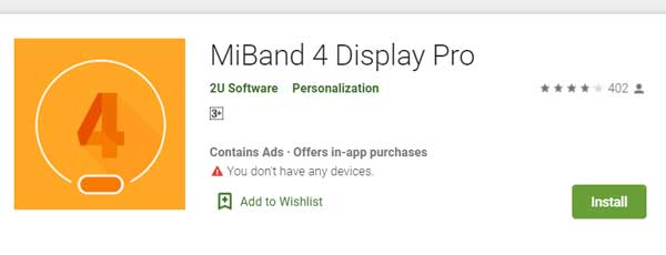 MiBand4 Display Pro by 2U -ohjelmisto