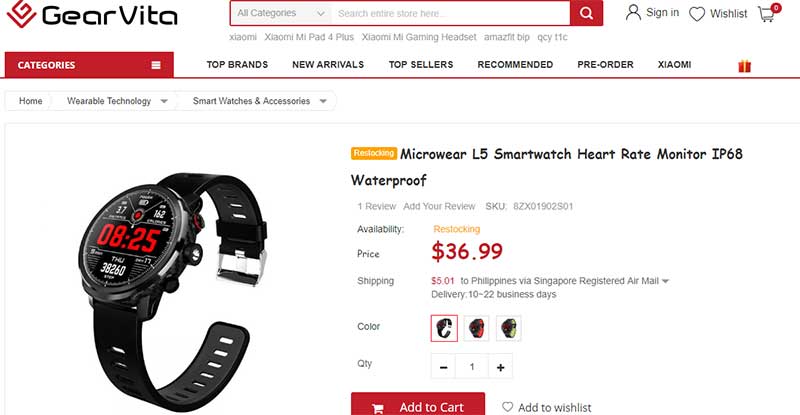 Microwear L5 Smartwatch - kuponkikoodi